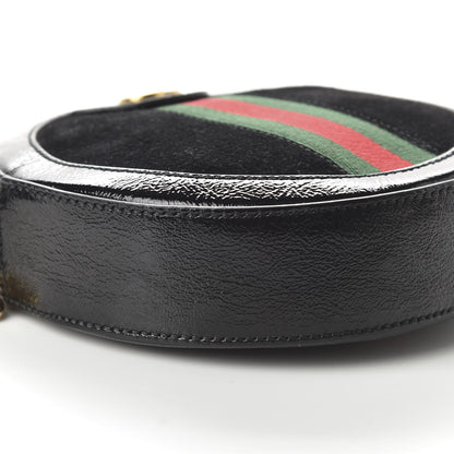 Gucci Suede Patent Web Mini Ophidia Round Shoulder Bag Black 6 of 10