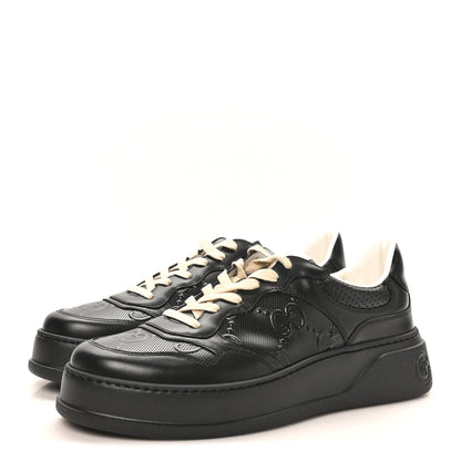 Gucci Calfskin GG Tennis Embossed Perforated Mens Interlocking G 55mm Sneakers 11.5 Black 4 of 10