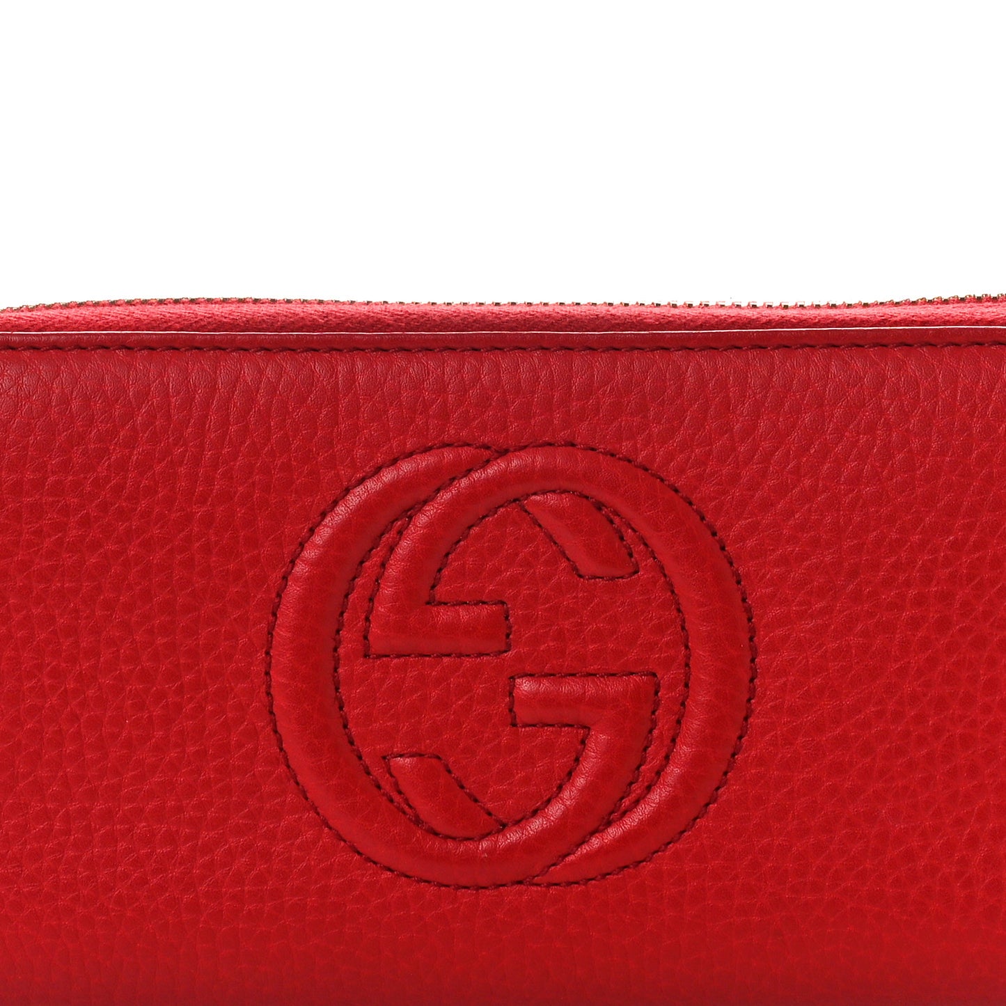 Pebbled Calfskin Soho Zip Around Wallet Red