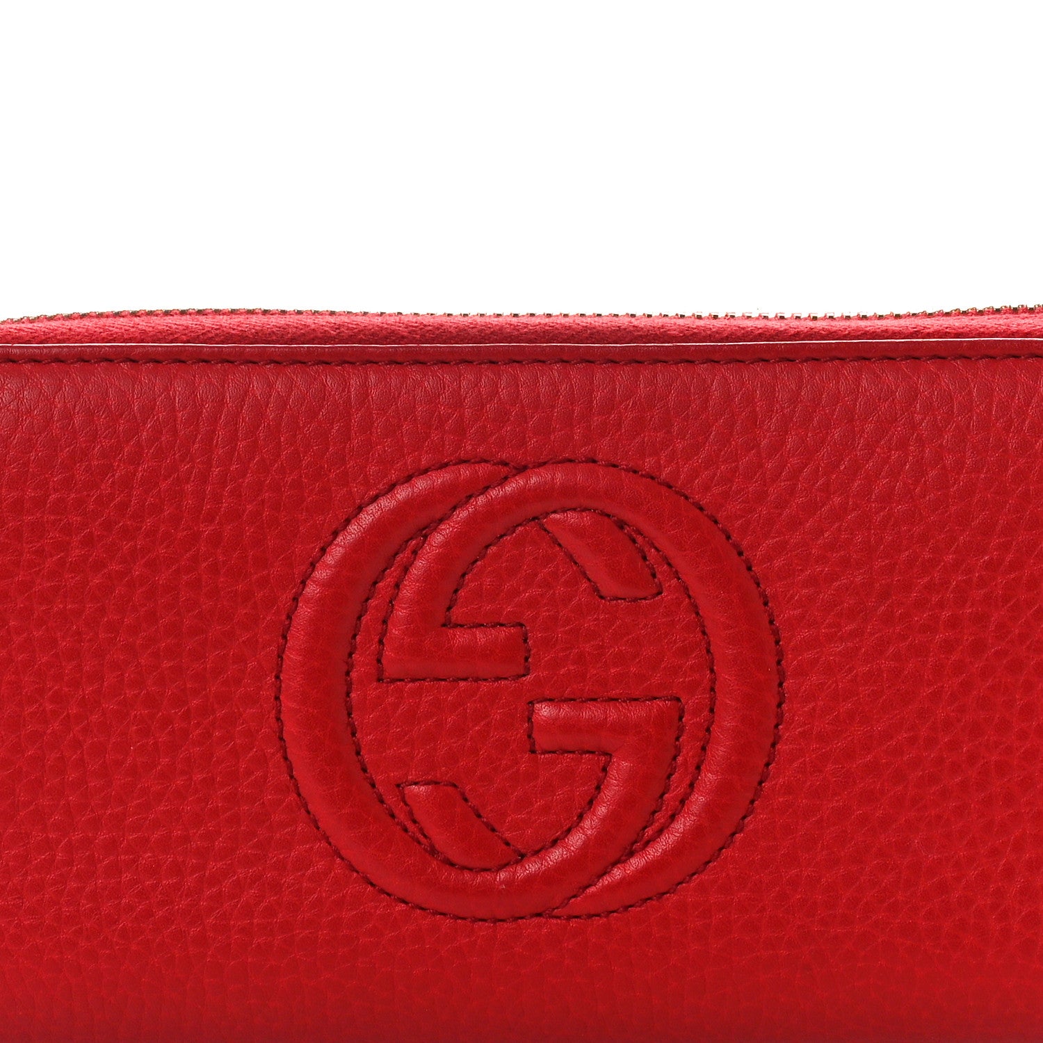 Gucci Pebbled Calfskin Soho Zip Around Wallet Red 7 of 12