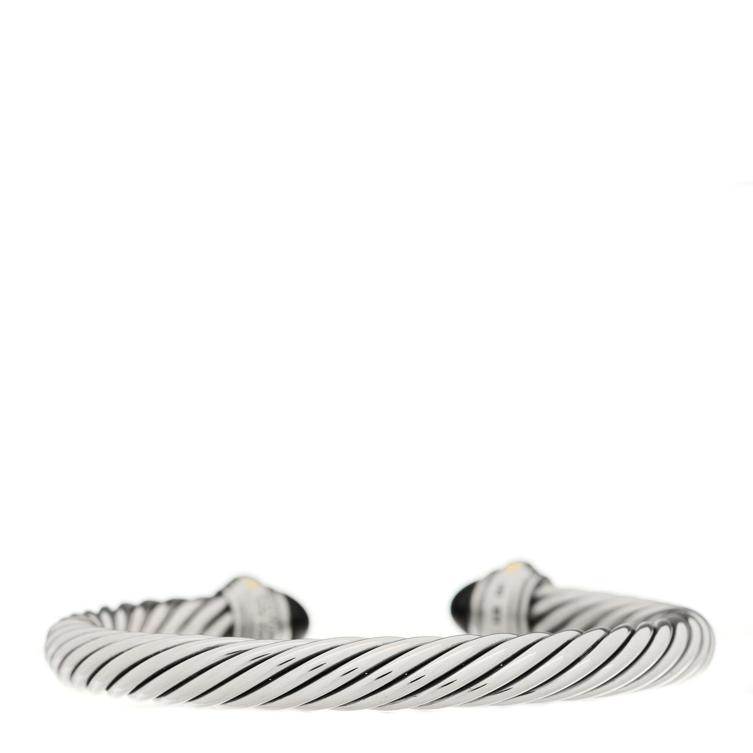 David Yurman Sterling Silver 14K Yellow Gold Black Onyx 7mm Cable Classics Bracelet 2 of 3