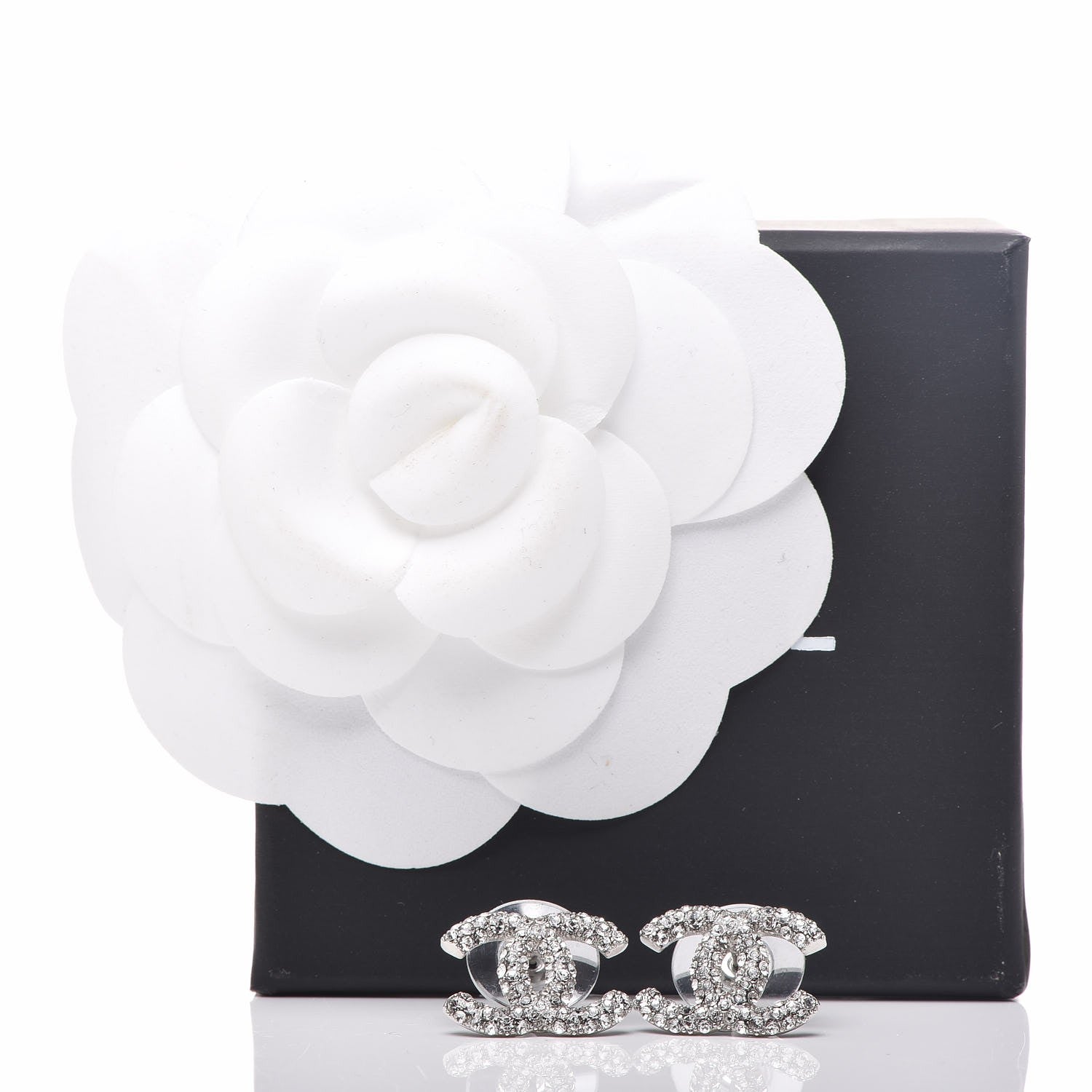 Chanel Crystal CC Earrings Silver 5 of 5