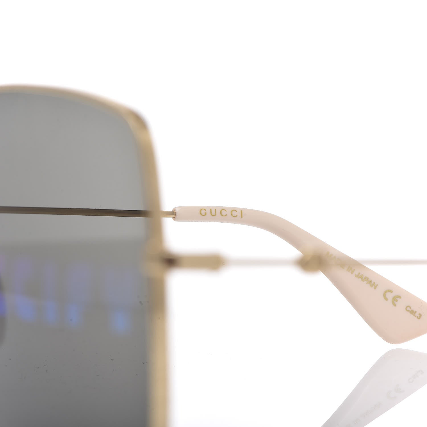 Gucci Metal Rectangular Guccify Frame Sunglasses GG0414S Gold 6 of 9