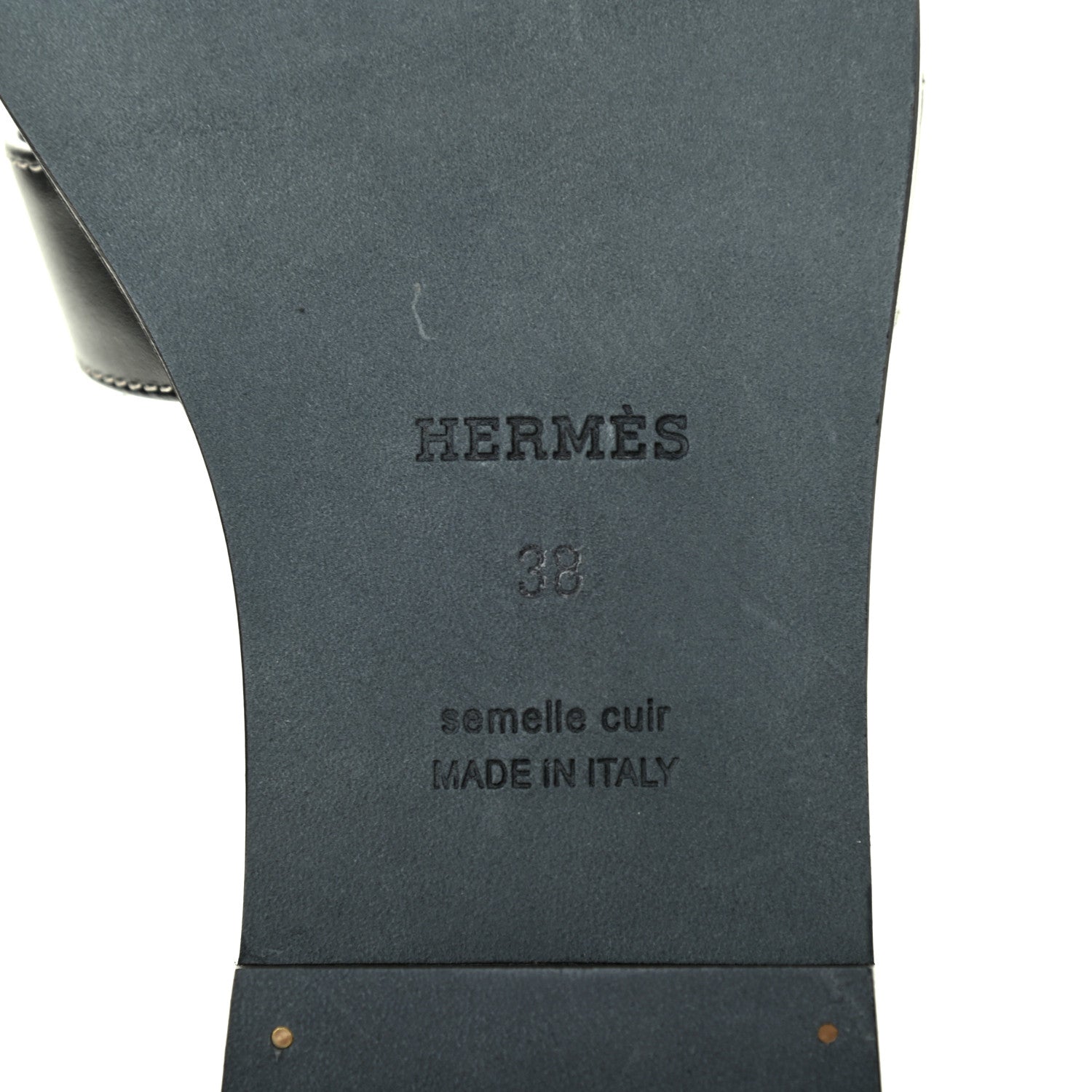 Hermes Box Calfskin Oran Sandals 38 Black 6 of 8