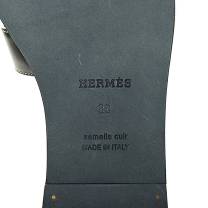 Hermes Box Calfskin Oran Sandals 38 Black 6 of 8