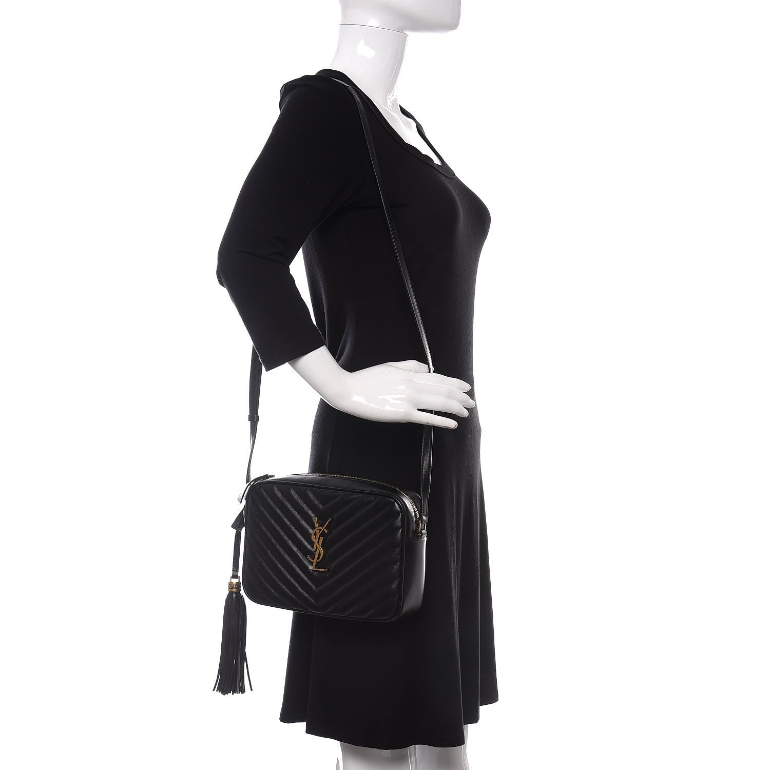Saint Laurent Calfskin Matelasse Monogram Lou Camera Bag Black 2 of 9