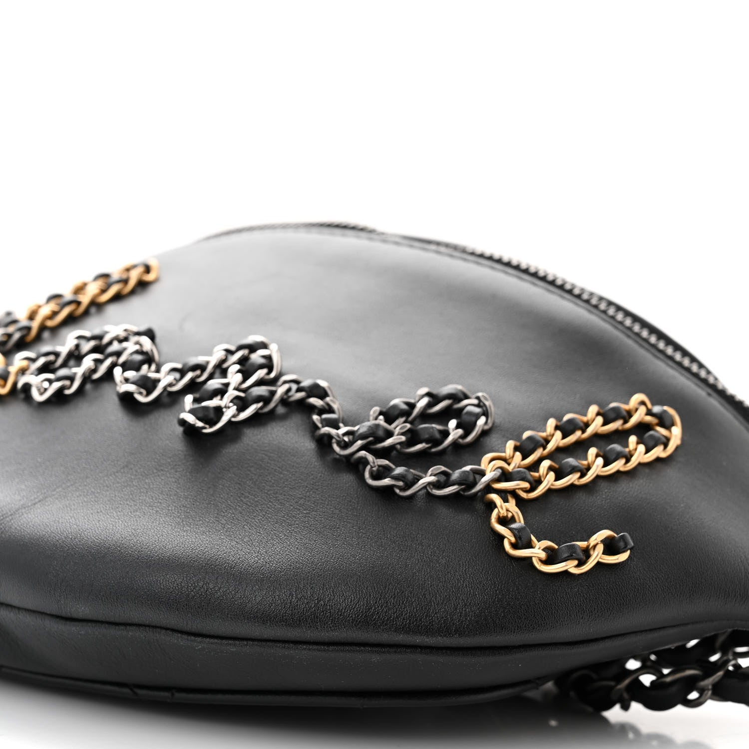 Chanel Calfskin Chain 20s Signe Waist Bag Black 10 of 11