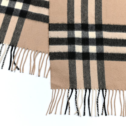 Burberry Cashmere Giant Heritage Check Fringe Scarf Camel 3 of 4