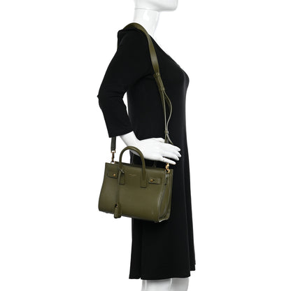 Saint Laurent Grained Calfskin Nano Supple Sac De Jour Green 2 of 15