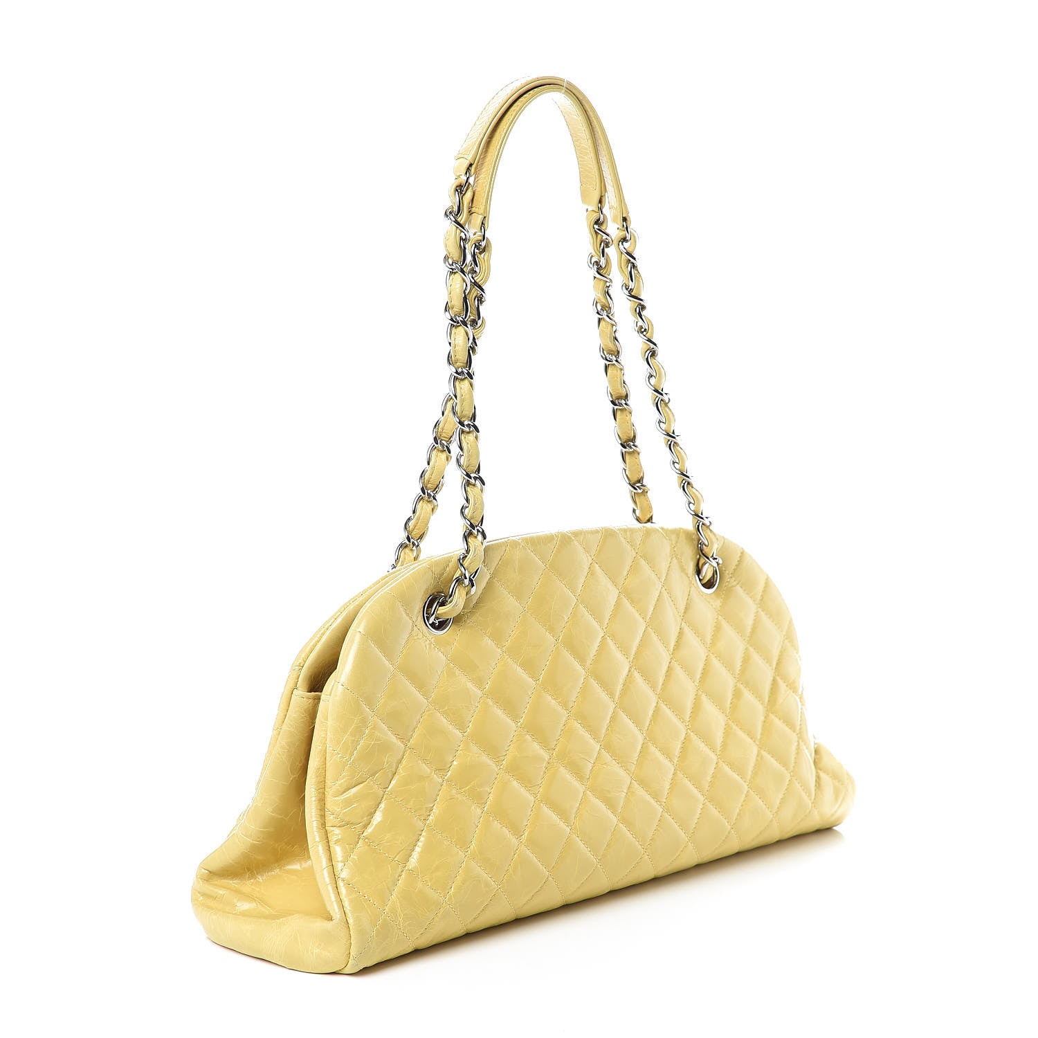 Chanel Glazed Calfskin Quilted Medium Just Mademoiselle Bowling Bag Yellow 3 of 9