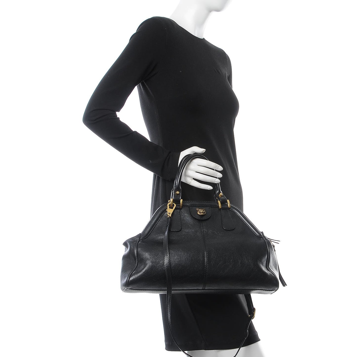 Calfskin Medium Re(Belle) Top Handle Bag Black