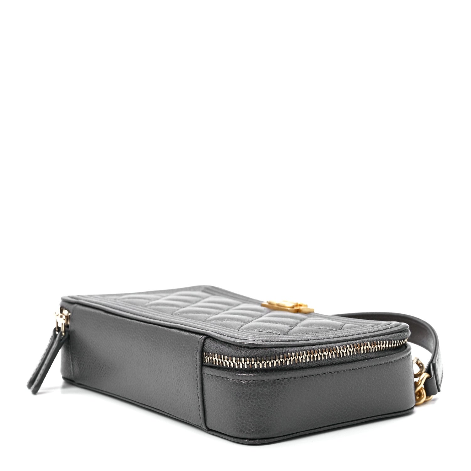 Chanel Caviar Quilted Boy Zip Phone Holder With Chain Grey 9 of 11