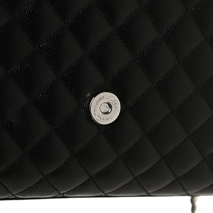 Saint Laurent Grain De Poudre Textured Mixed Matelasse Triquilt Medium Monogram Satchel Black 11 of 12
