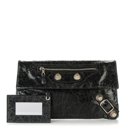 Balenciaga Agneau Giant 21 Silver Hardware Envelope Clutch Plomb 1 of 7
