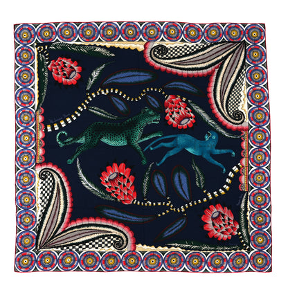 Hermes Cashmere Silk The Savana Dance Shawl 140 Marine Vert Corail 1 of 3