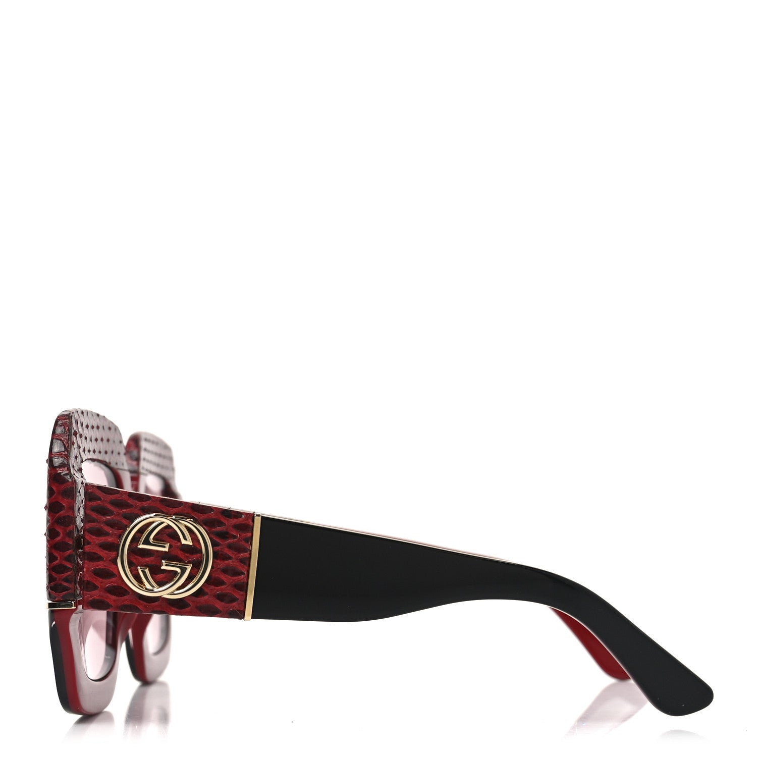 Gucci Snakeskin Acetate Square Sunglasses GG0484S Black Red 7 of 13
