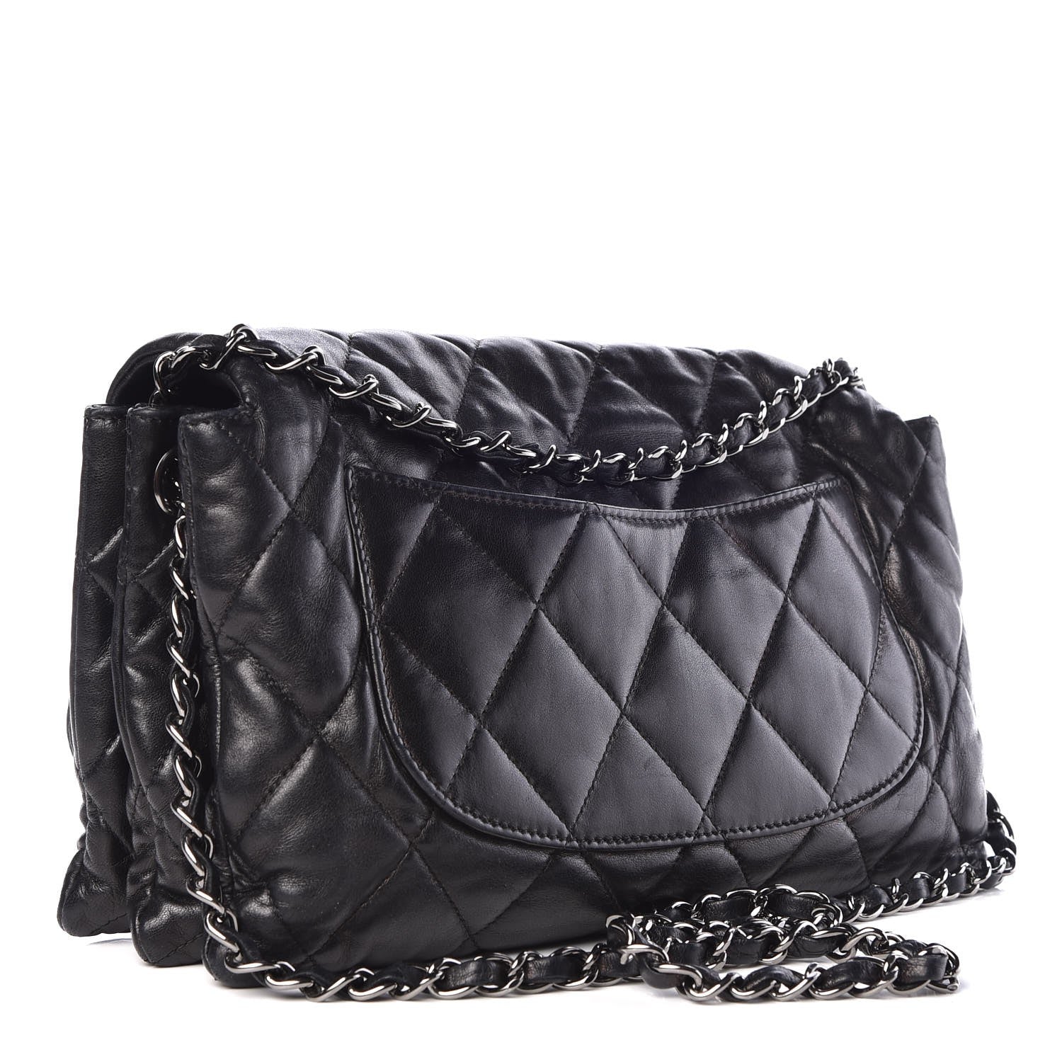 Chanel Lambskin Quilted 3 Accordion Flap Bag Black 4 of 11