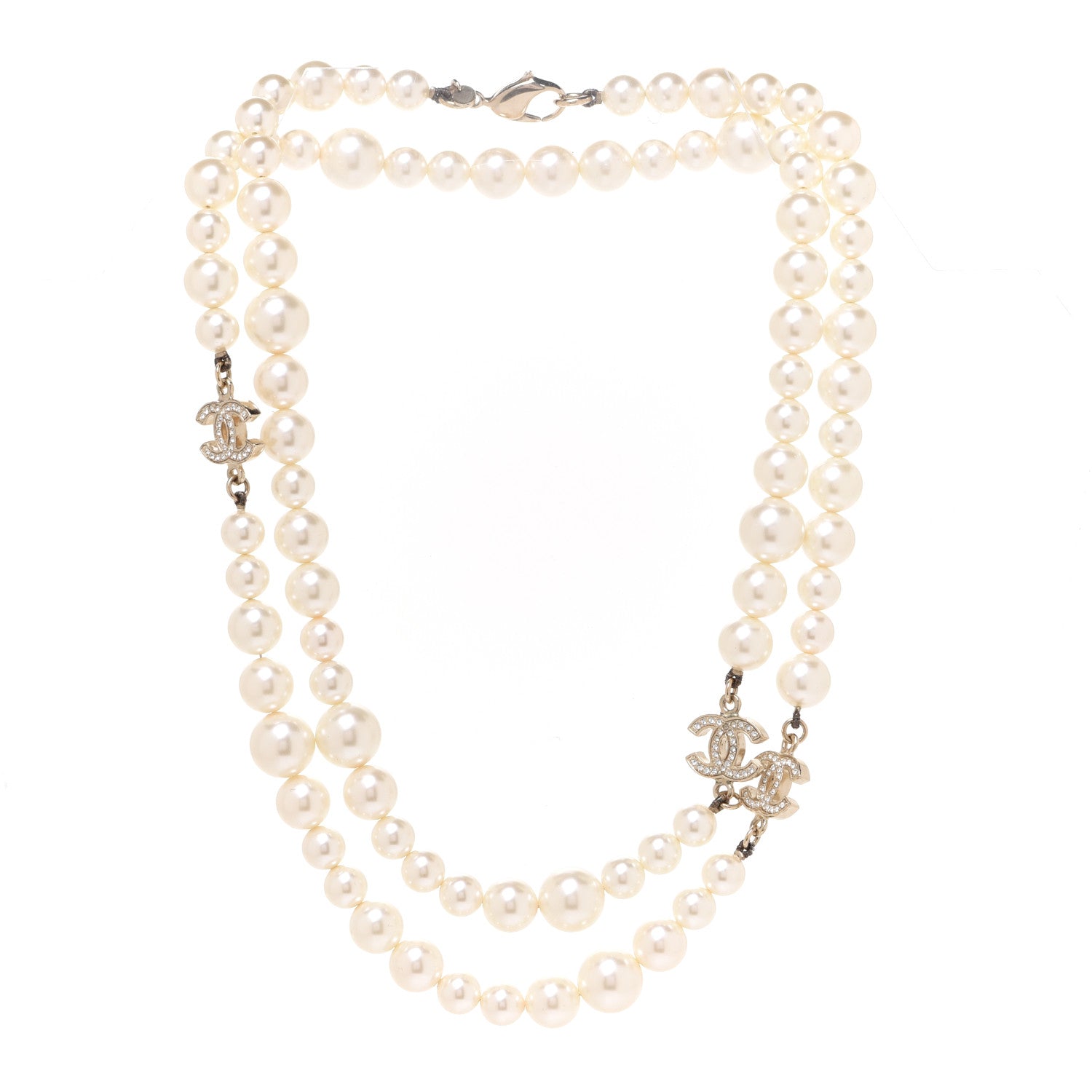 Chanel Graduated Pearl CC Long Necklace Gold 3 of 6