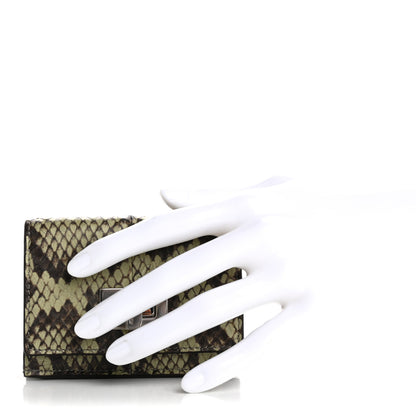 Fendi Elaphe Vitello Grace Python Print Micro Trifold Wallet Green Tea 2 of 15