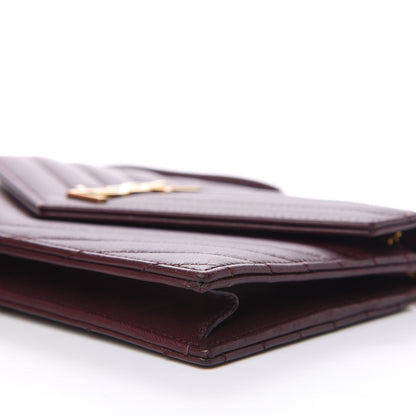 Saint Laurent Nappa Matelasse Chevron Monogram Chain Wallet Amaranto 9 of 9