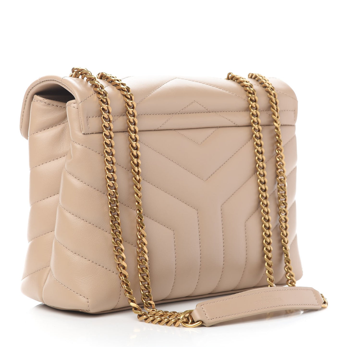 Calfskin Y Quilted Monogram Small Loulou Chain Satchel Dark Beige