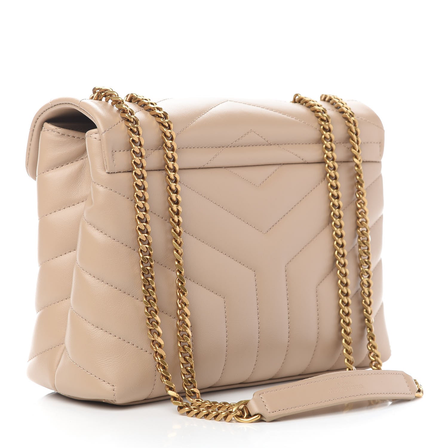 Saint Laurent Calfskin Y Quilted Monogram Small Loulou Chain Satchel Dark Beige 3 of 10