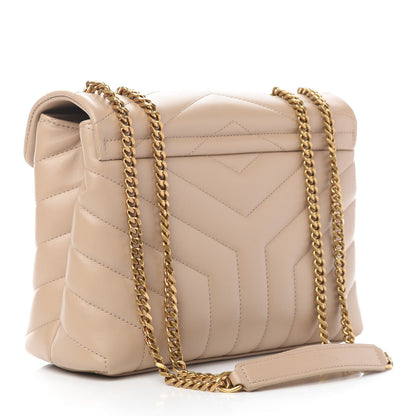 Saint Laurent Calfskin Y Quilted Monogram Small Loulou Chain Satchel Dark Beige 3 of 10