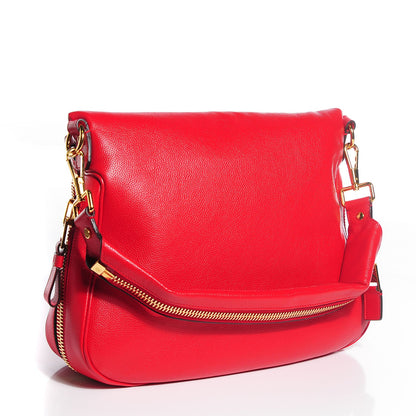 Tom Ford Pebbled Calfskin Large Jennifer Flame Red 3 of 7