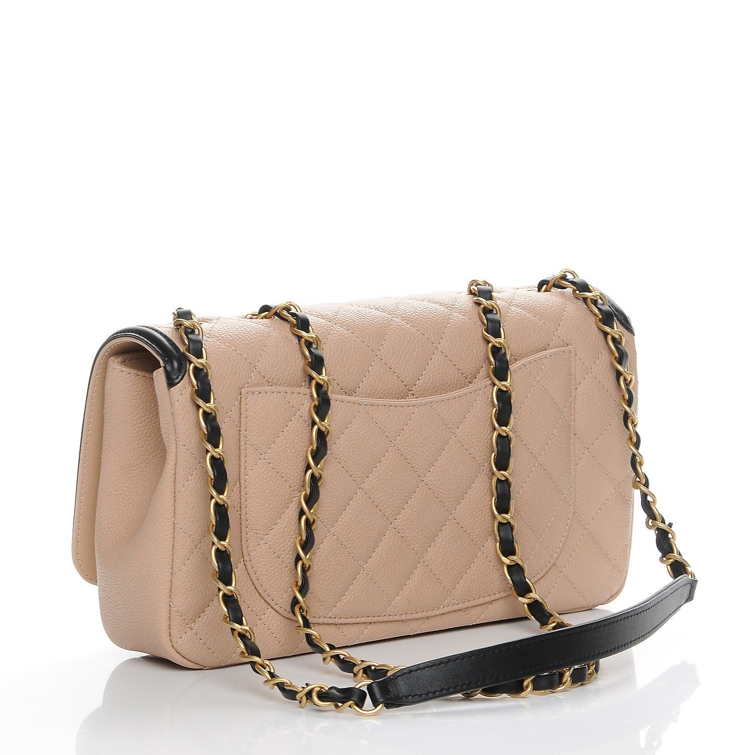 Chanel Caviar Quilted Medium CC Filigree Flap Beige Black 3 of 8