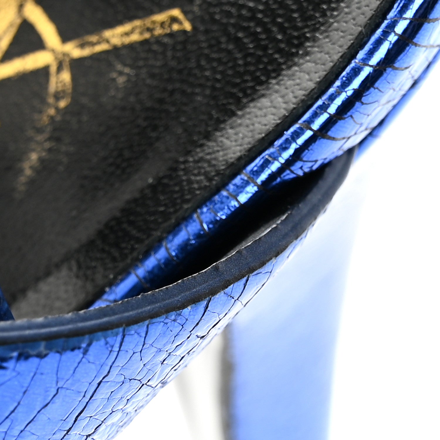 Saint Laurent Metallic Calfskin Tribute 105 Platform Sandals 37 Blue 12 of 13