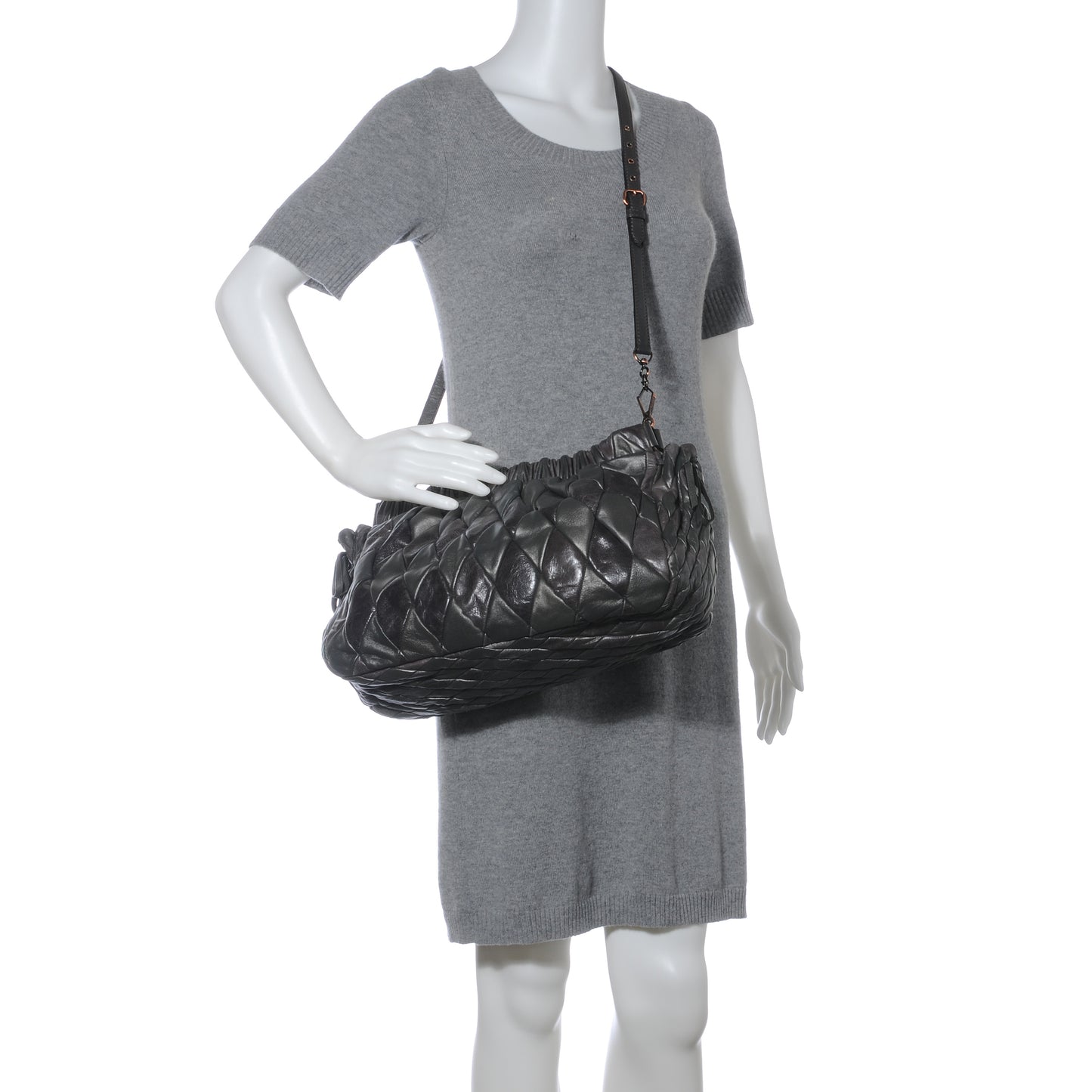 Vitello Patch Harlequin Shoulder Bag Piombo