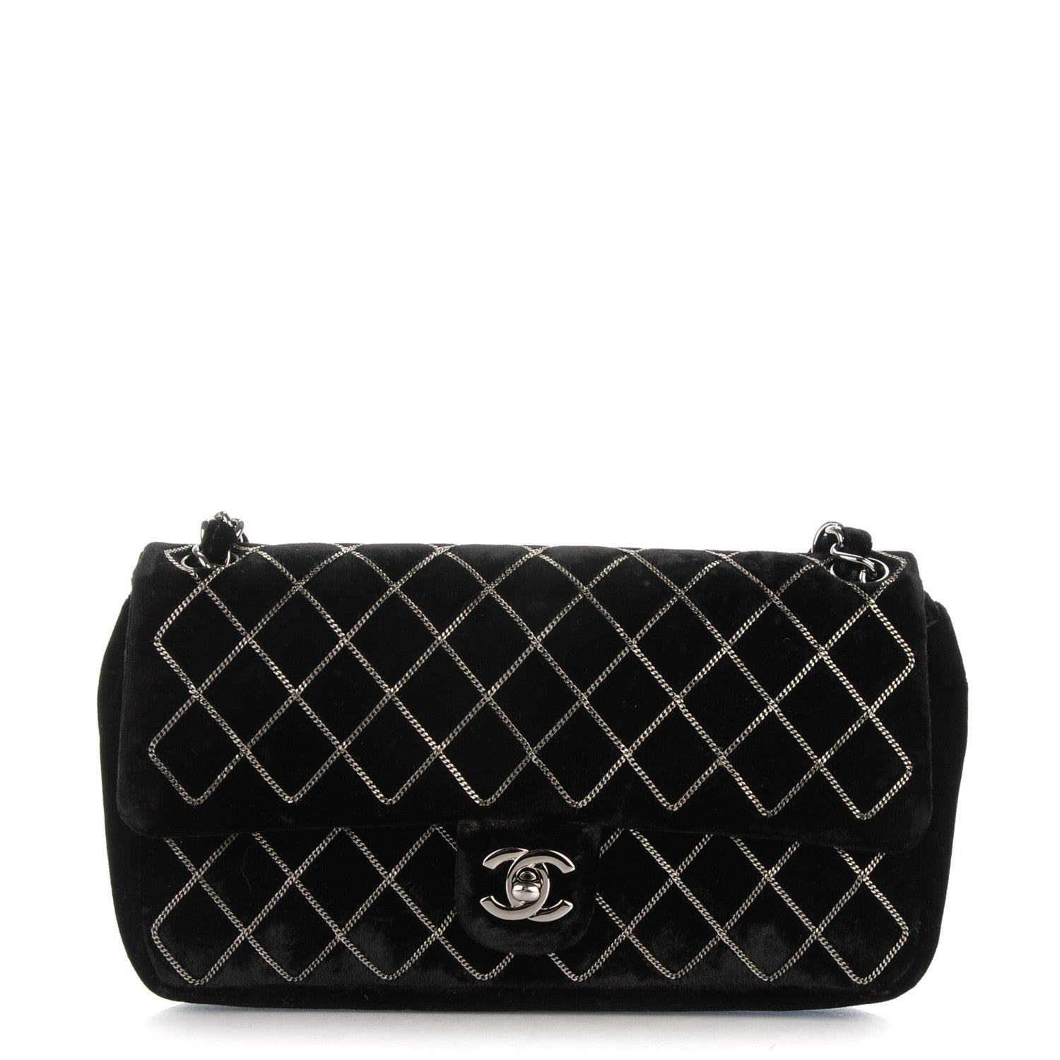 Chanel Velvet Chain Small Single Flap Black 1 of 8