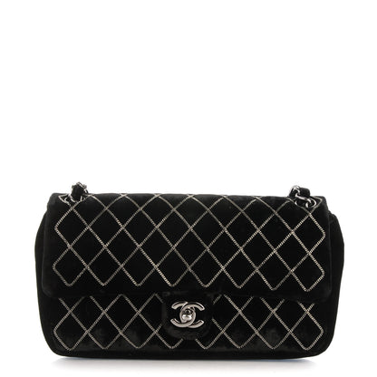 Chanel Velvet Chain Small Single Flap Black 1 of 8