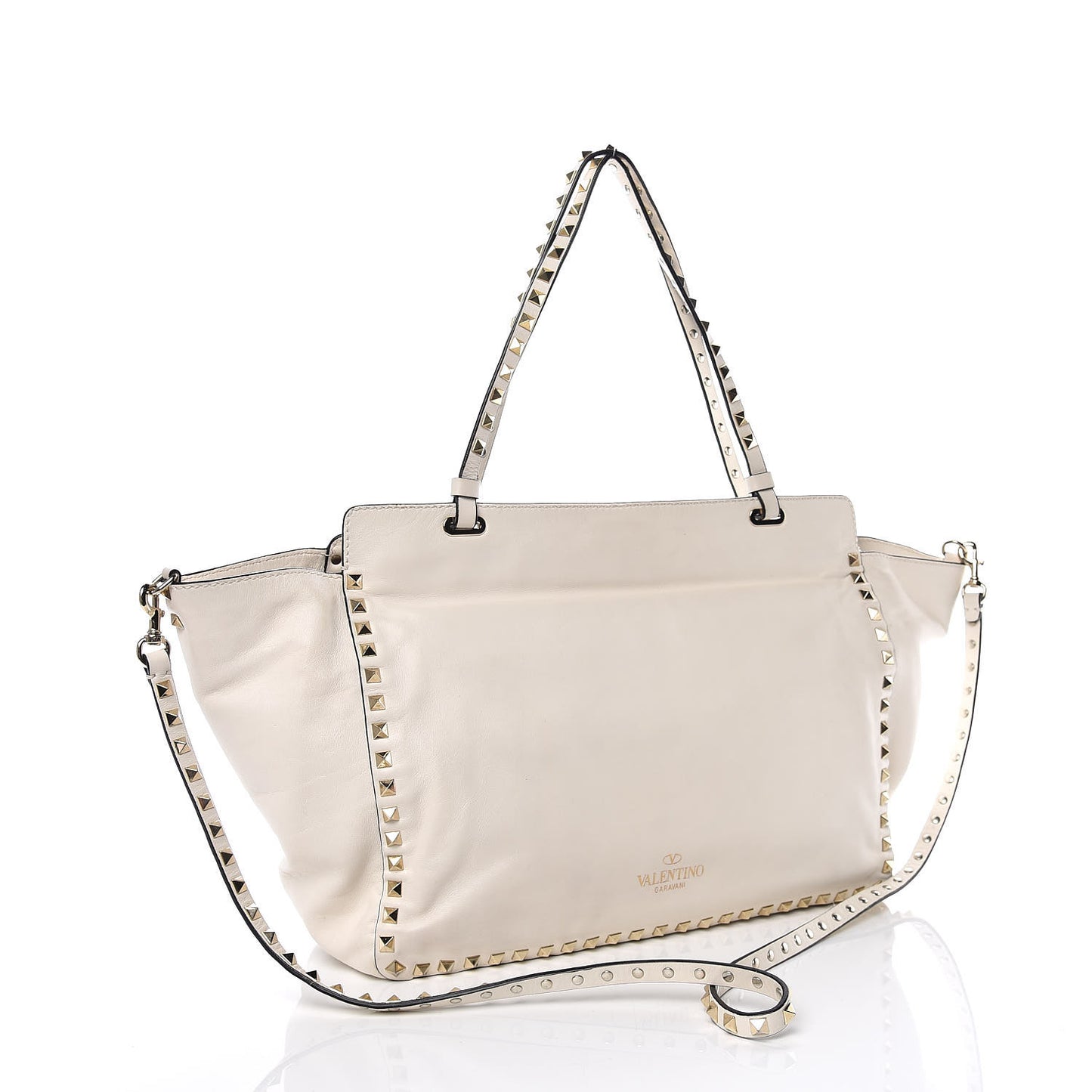 Vitello Medium Rockstud Tote Ivory
