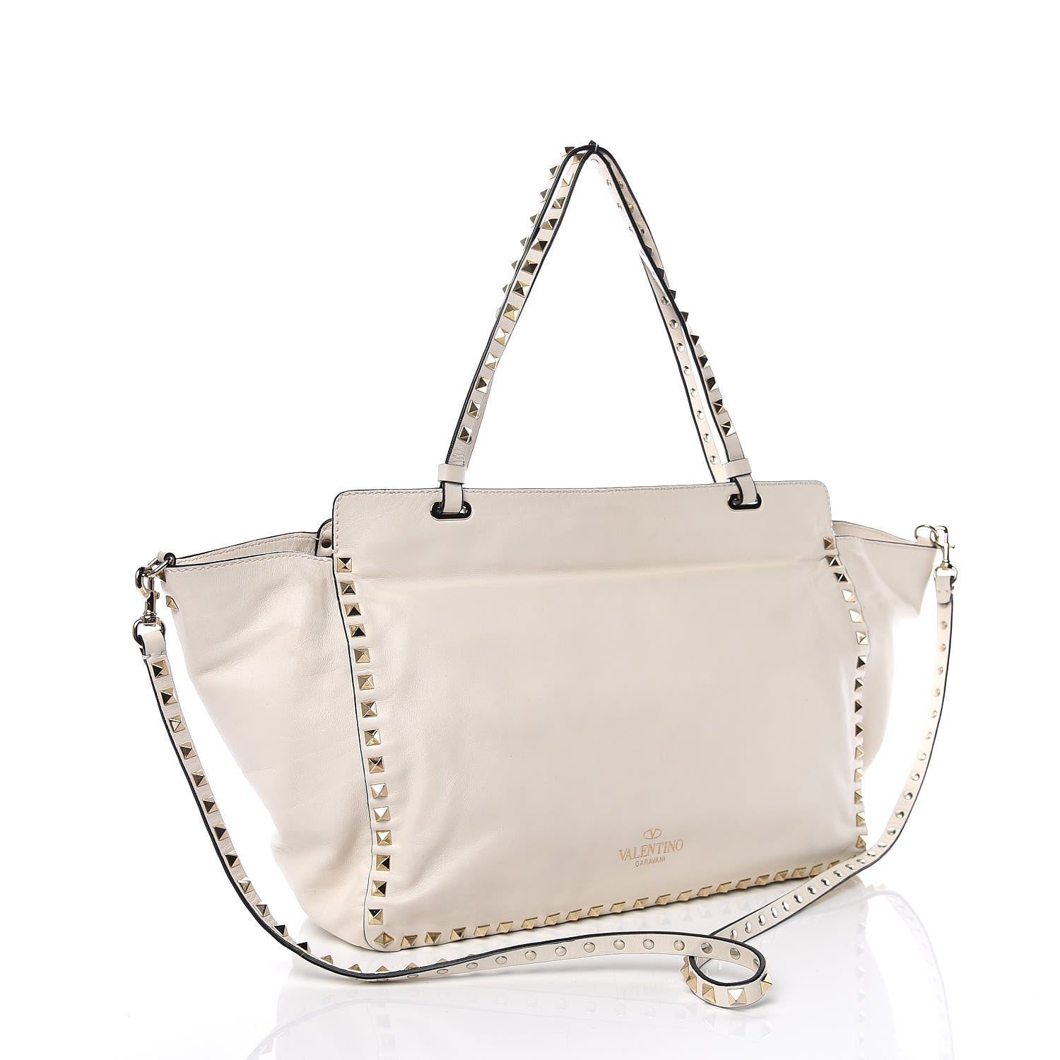 Valentino Garavani Vitello Medium Rockstud Tote Ivory 3 of 10