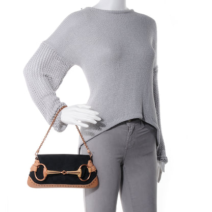 Gucci Canvas Leather Monogram Horsebit Clutch Black Tan 2 of 7