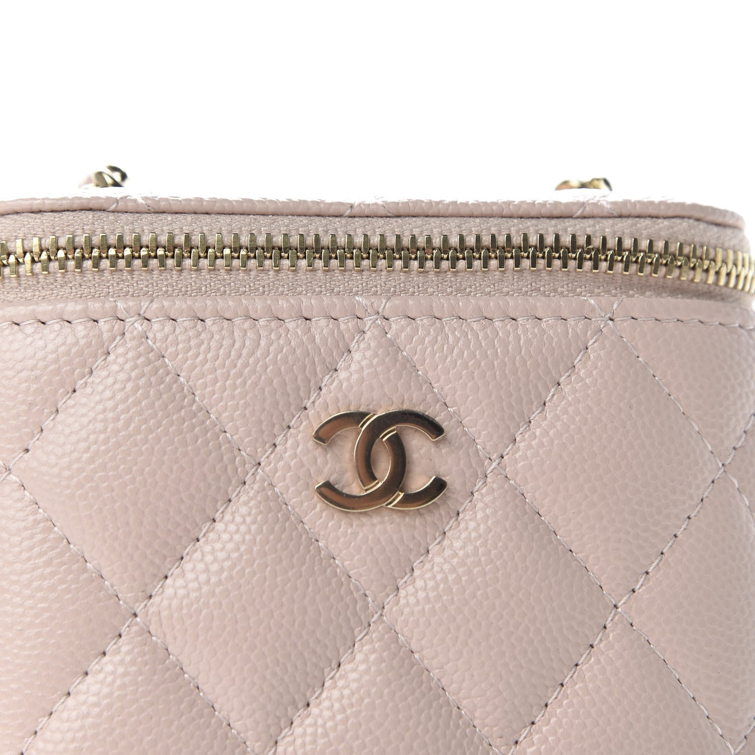 Chanel Caviar Quilted Small Vertical Coco Beauty Vanity Case With Chain Light Pink 10 of 10
