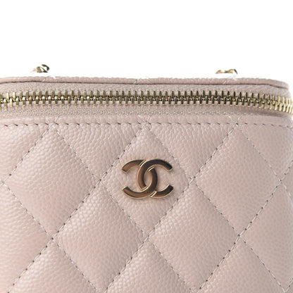 Chanel Caviar Quilted Small Vertical Coco Beauty Vanity Case With Chain Light Pink 10 of 10