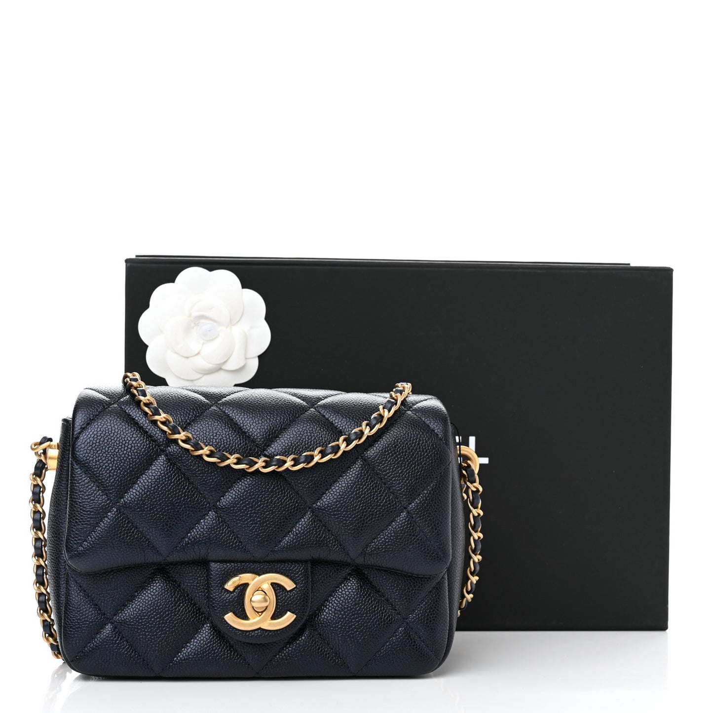Iridescent Caviar Quilted Mini My Perfect Flap Black