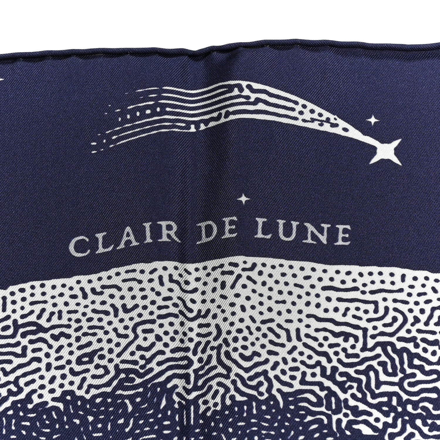 Hermes Silk Clair De Lune Double Face Scarf 90 Marine White Beige 6 of 6