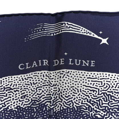 Hermes Silk Clair De Lune Double Face Scarf 90 Marine White Beige 6 of 6