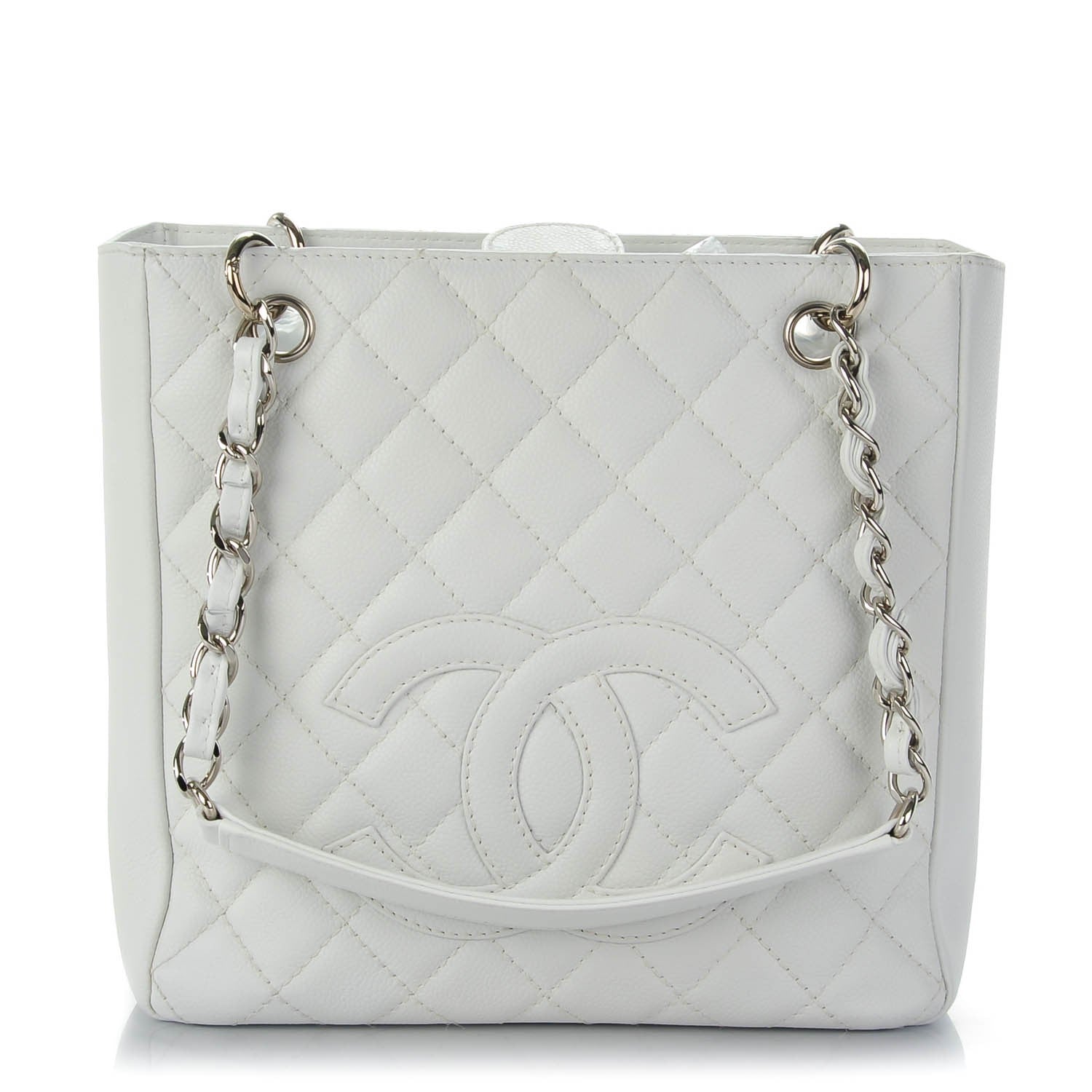 Chanel Caviar Quilted Petit Shopping Tote PST White 1 of 7