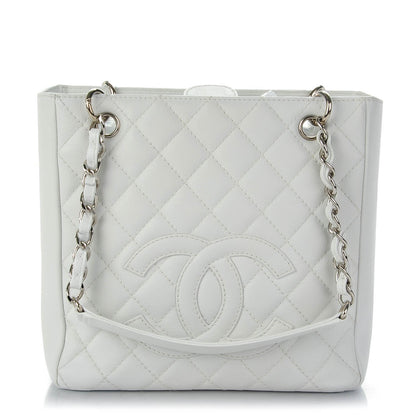 Chanel Caviar Quilted Petit Shopping Tote PST White 1 of 7