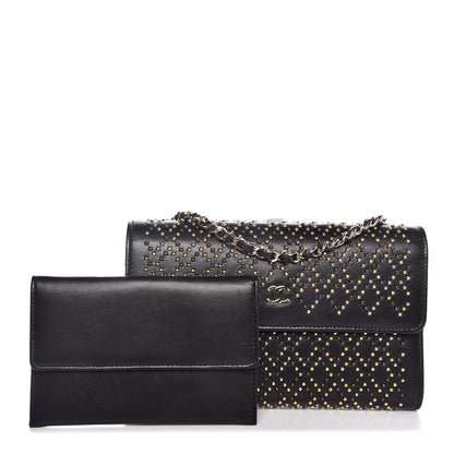 Chanel Lambskin Studded Wallet on Removable Chain Black 5 of 10