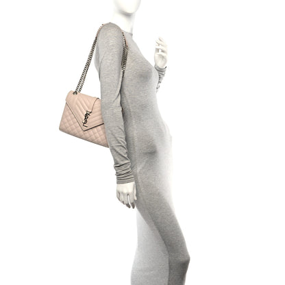 Saint Laurent Grain De Poudre Textured Mixed Matelasse Medium Triquilt Monogram Satchel Marble Pink 2 of 10