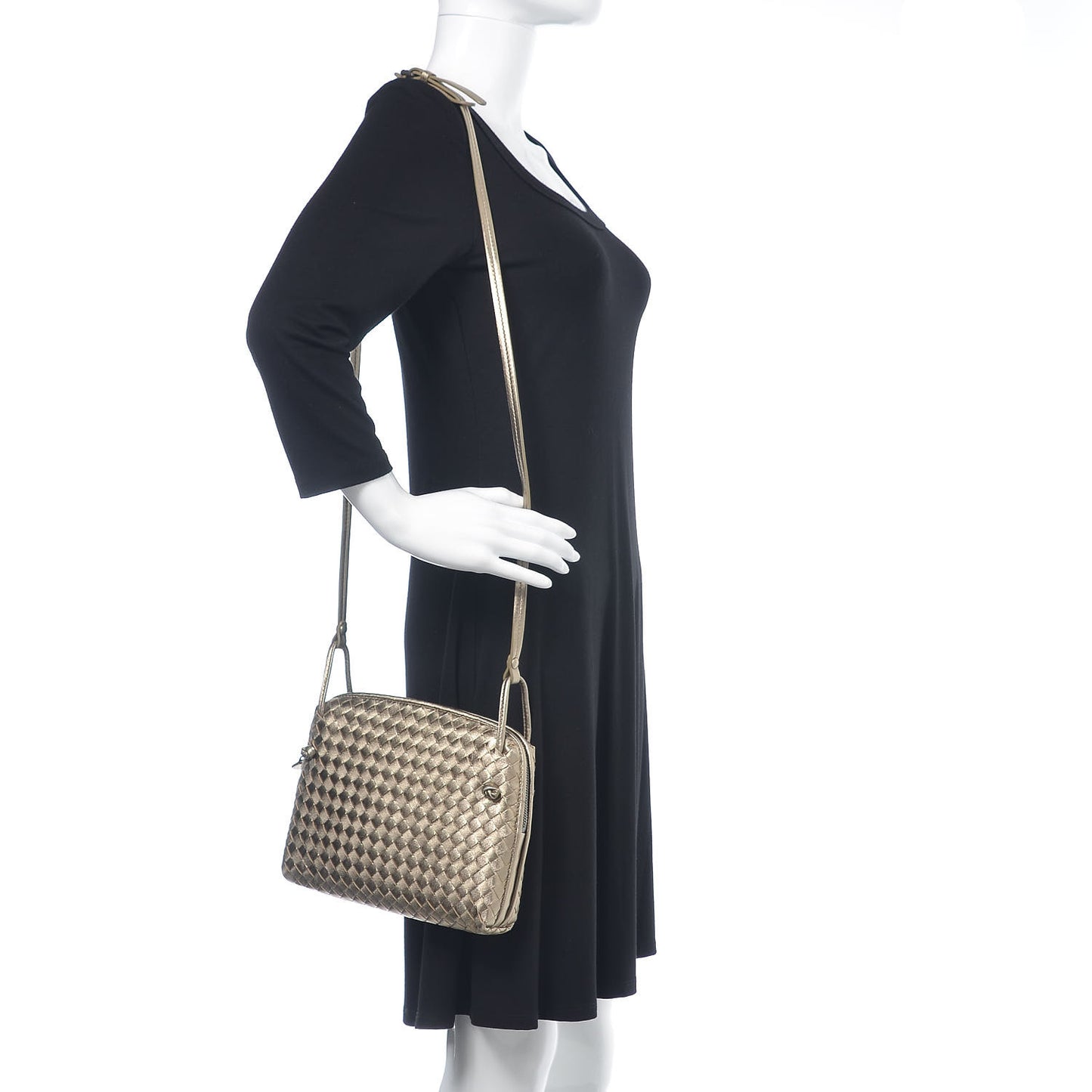 Metallic Grosgrain Intrecciato Pillow Crossbody Messenger Fume