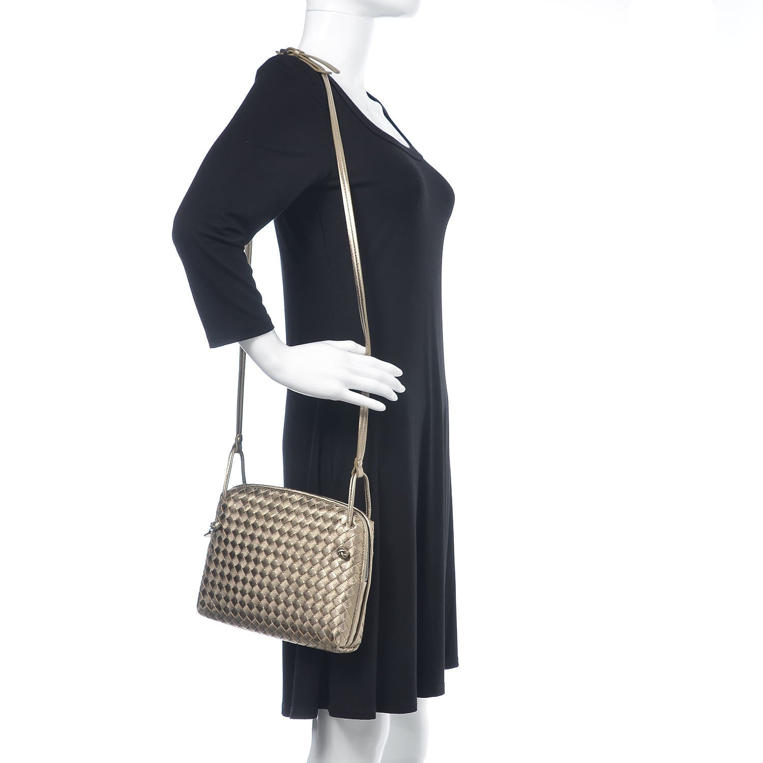 Bottega Veneta Metallic Grosgrain Intrecciato Pillow Crossbody Messenger Fume 2 of 10