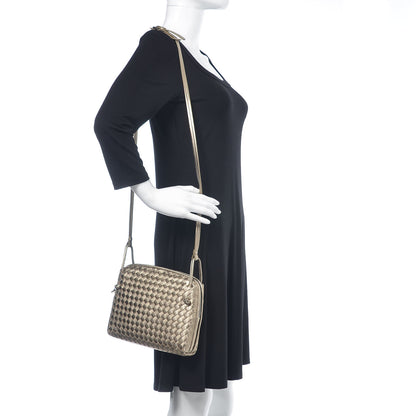 Bottega Veneta Metallic Grosgrain Intrecciato Pillow Crossbody Messenger Fume 2 of 10