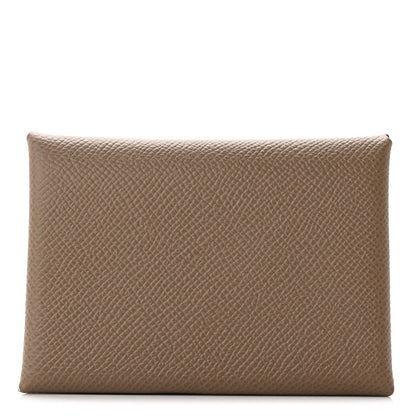 Hermes Epsom Calvi Duo Card Case Etoupe 1 of 8
