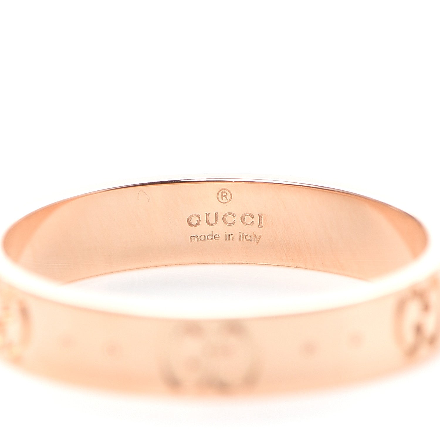 Gucci 18K Rose Gold 4mm Icon Thin Band Ring 58 8.25 5 of 5